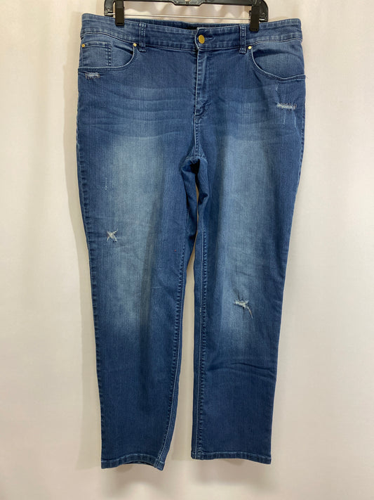 Jeans Straight By Chicos In Blue Denim, Size: 16