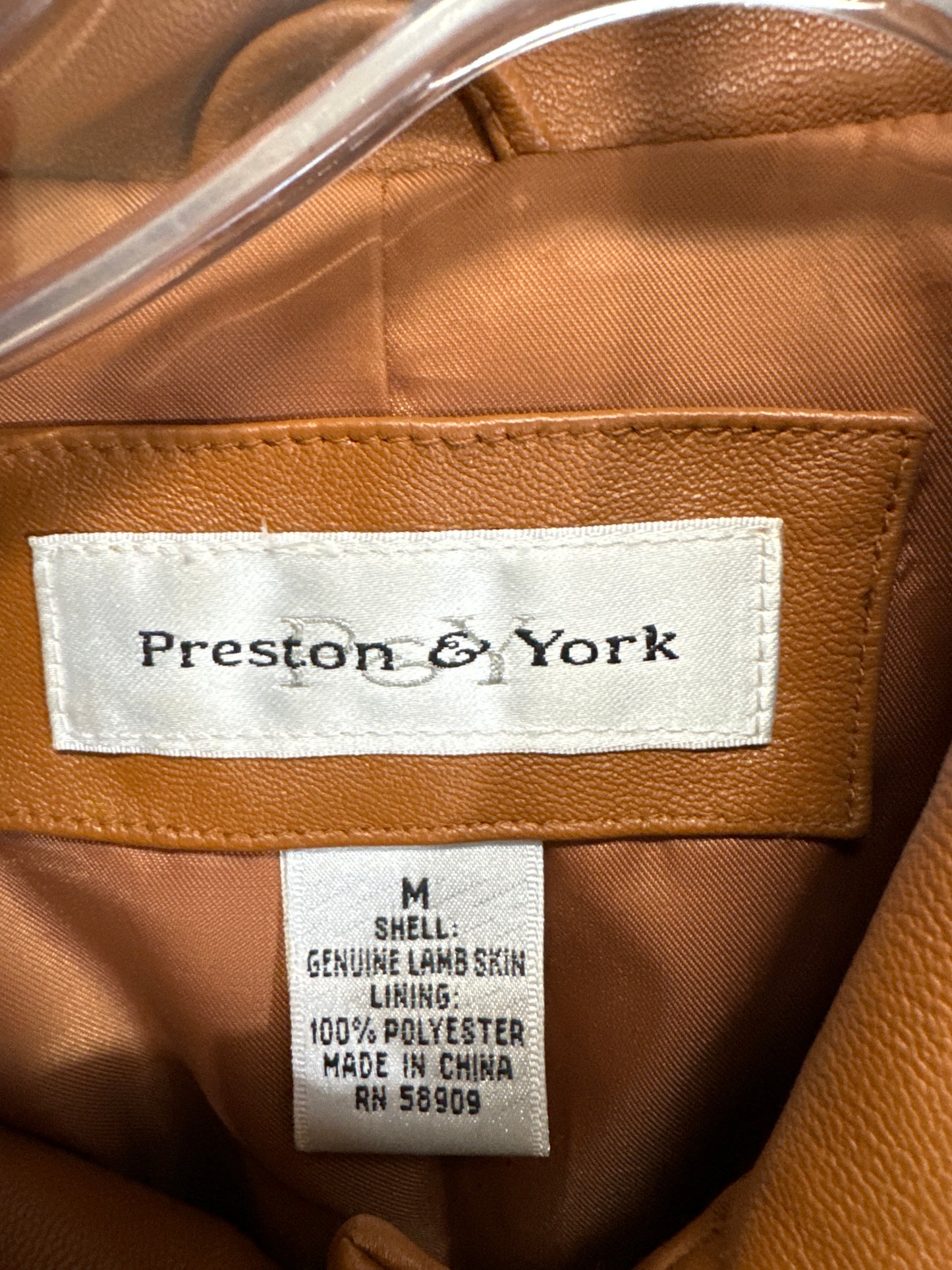 Jacket Leather By Preston And New York In Brown, Size: M