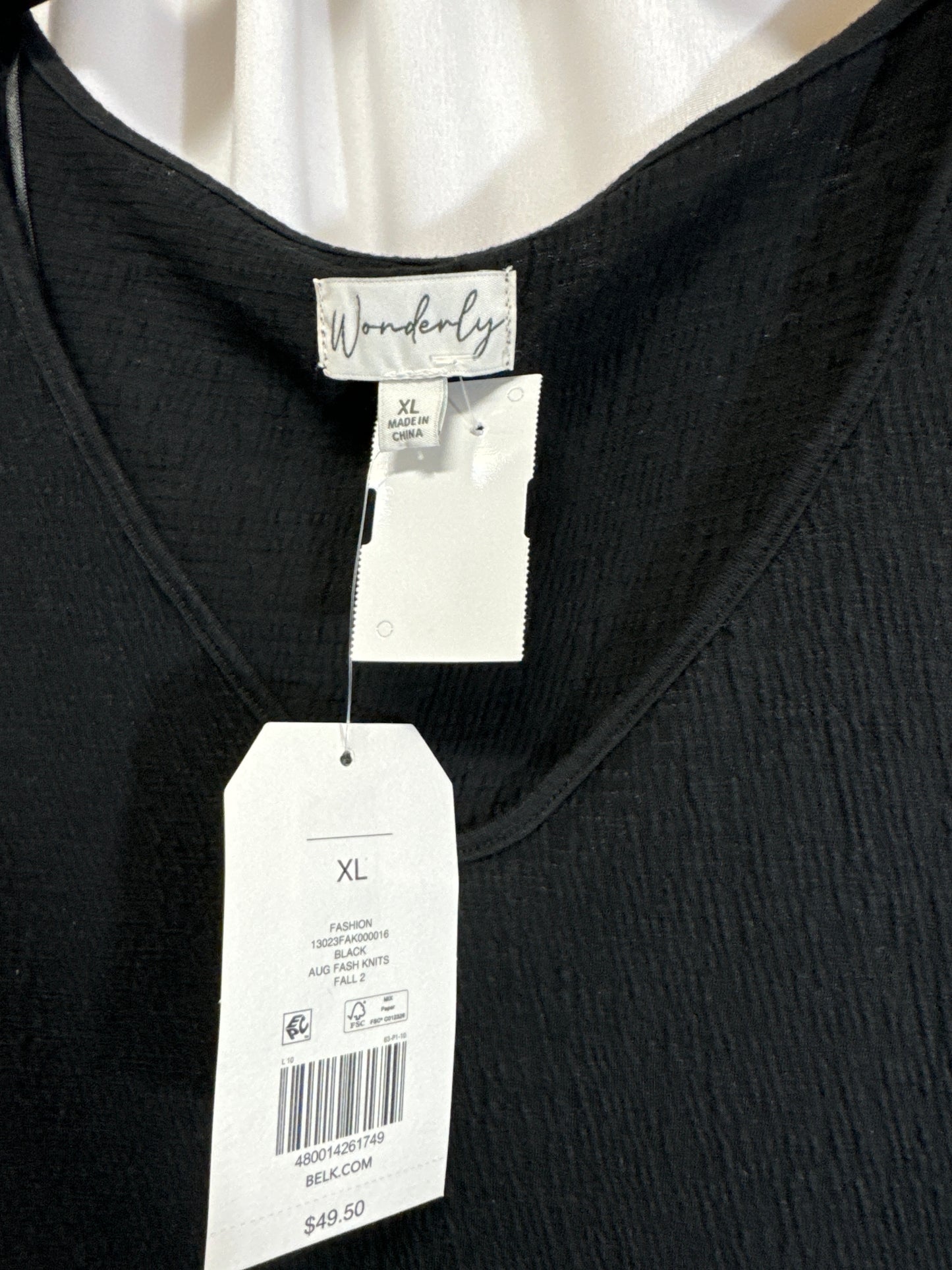 Top Long Sleeve By Wonderly In Black, Size: Xl