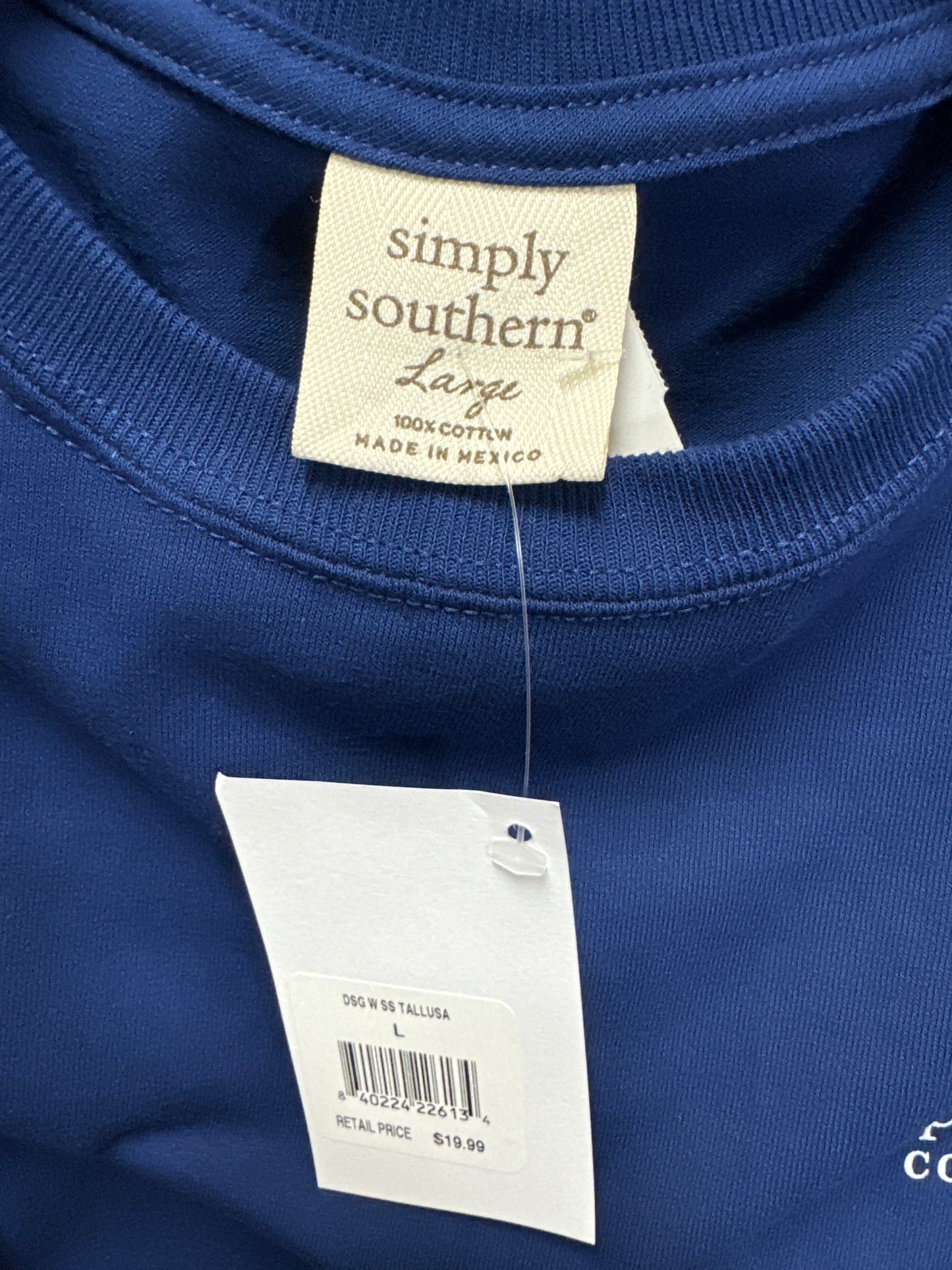 Top Short Sleeve By Simply Southern In Blue, Size: L