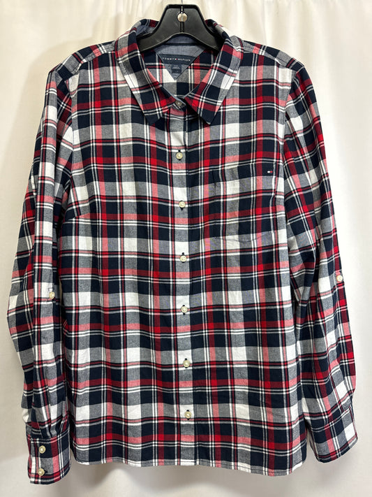 Top Long Sleeve By Tommy Hilfiger In Blue & Red, Size: L