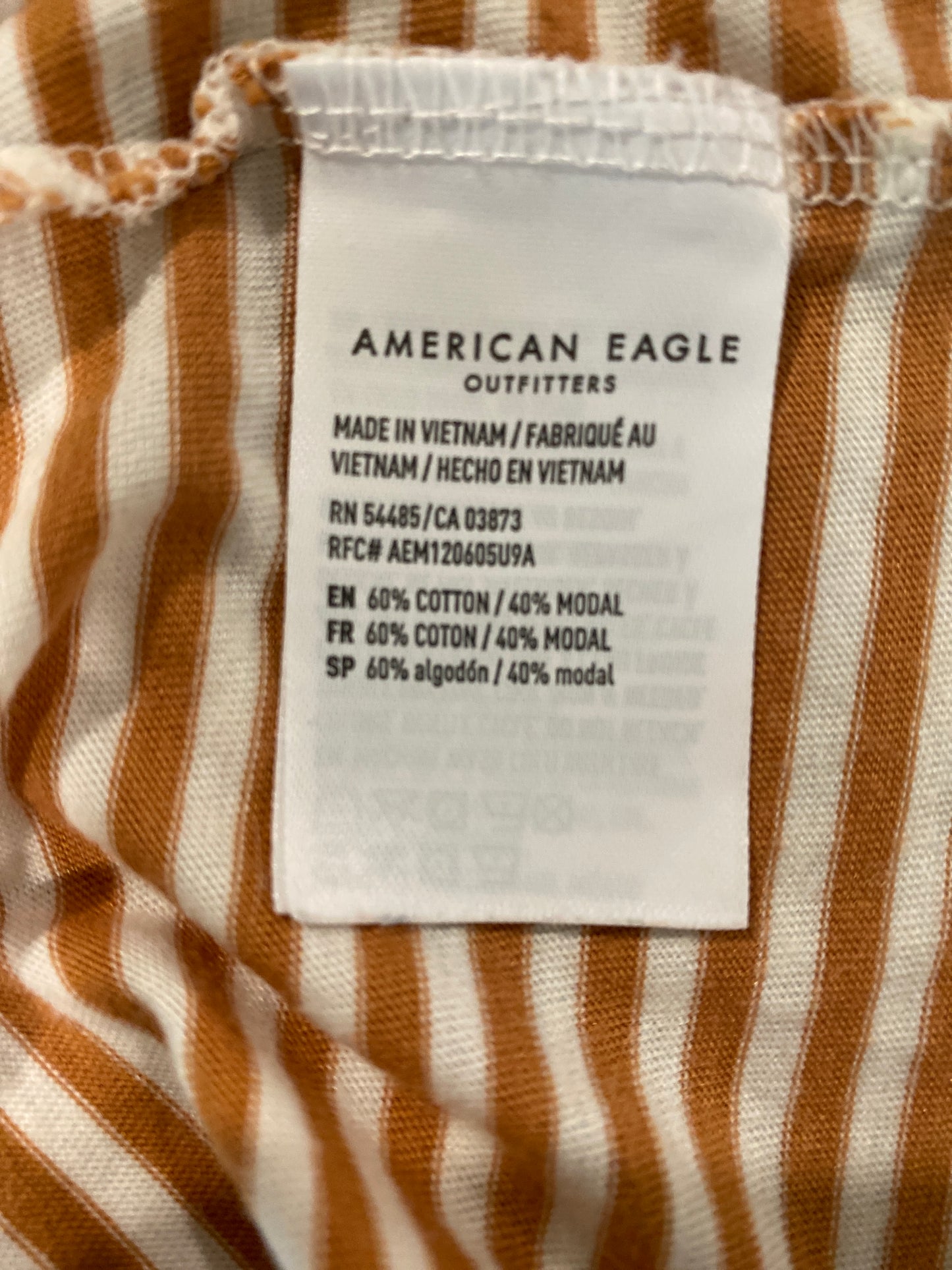 Top Short Sleeve By American Eagle In Brown, Size: L