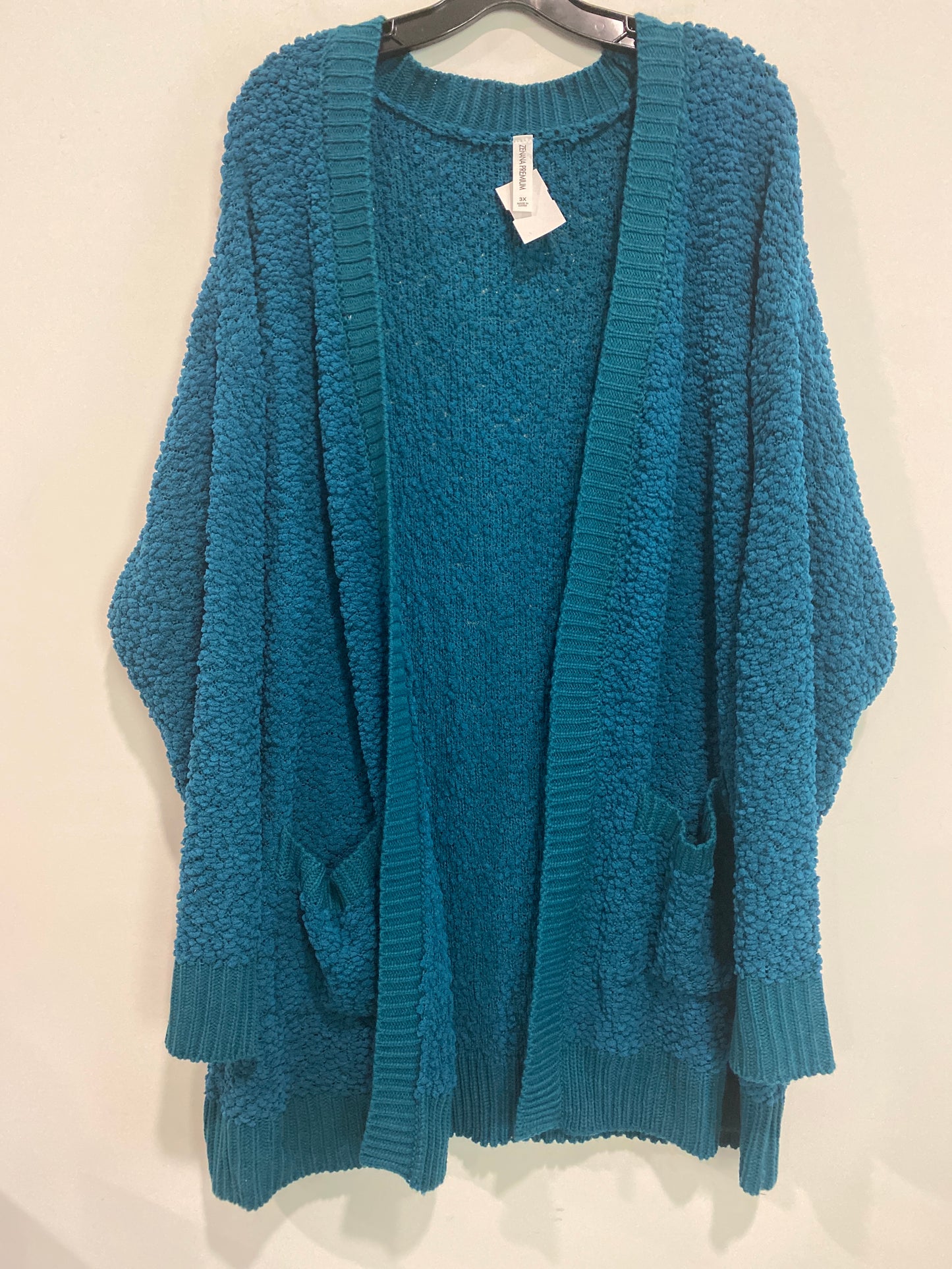 Sweater Cardigan By Zenana Outfitters In Blue, Size: 3x