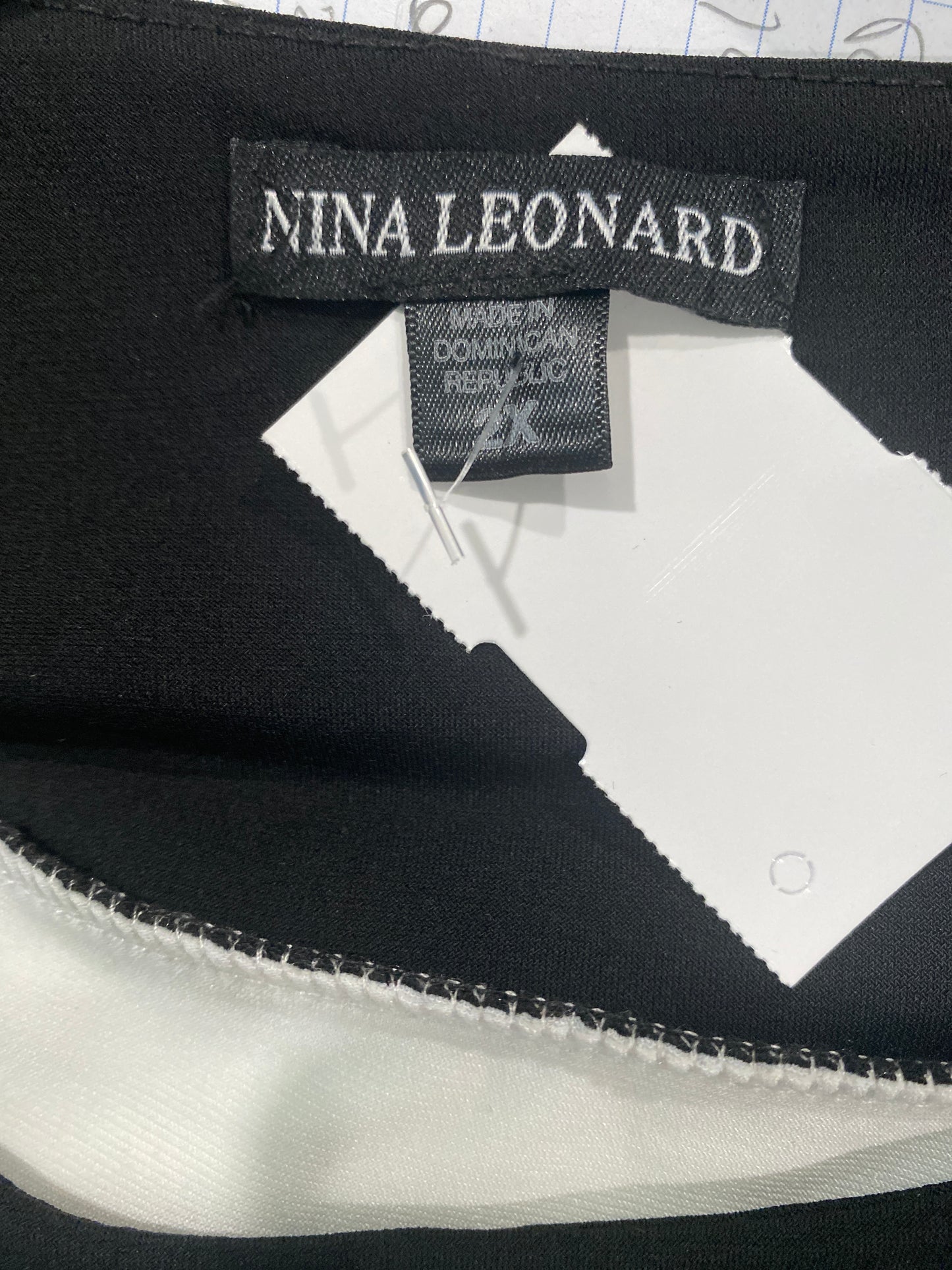 Dress Casual Midi By Nina Leonard In Black & White, Size: 2x