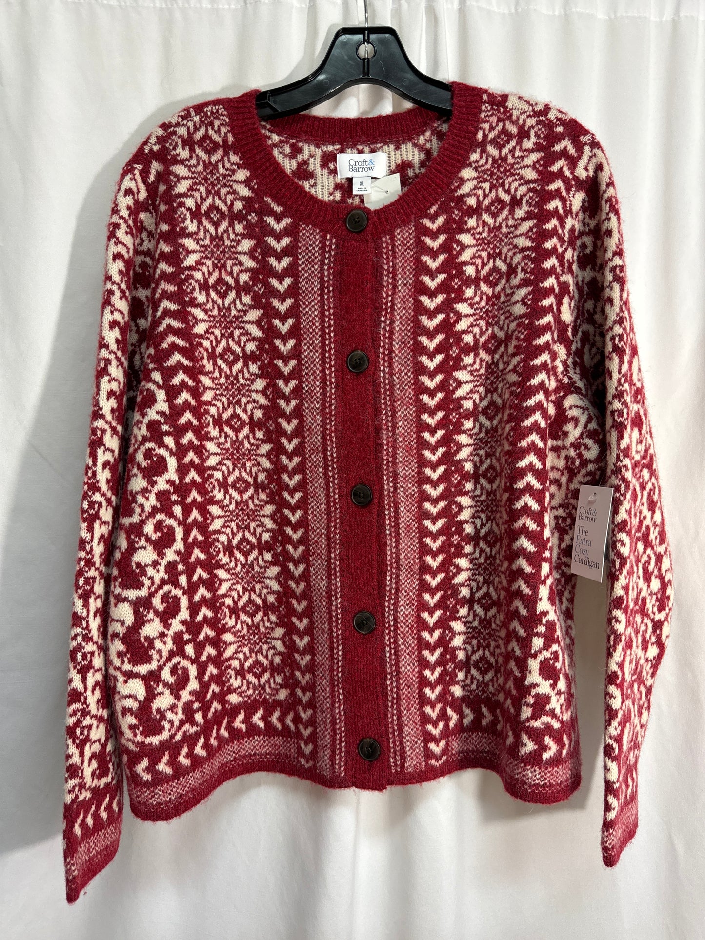 Sweater Cardigan By Croft And Barrow In Red, Size: Xl