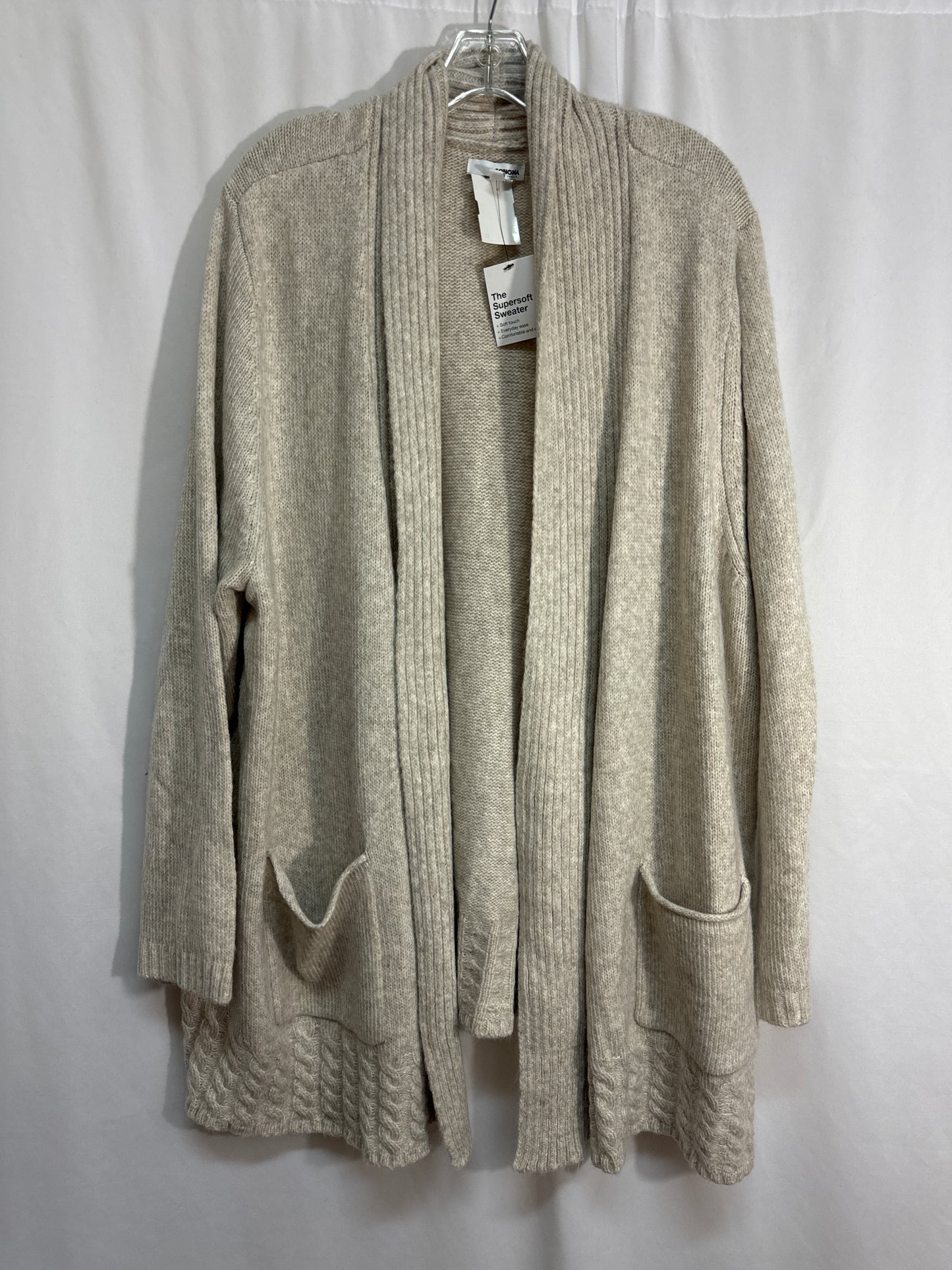 Sweater Cardigan By Sonoma In Beige, Size: 3x