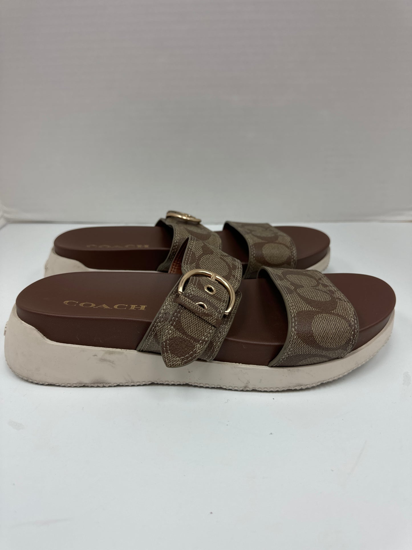 Sandals Designer By Coach In Brown, Size: 7