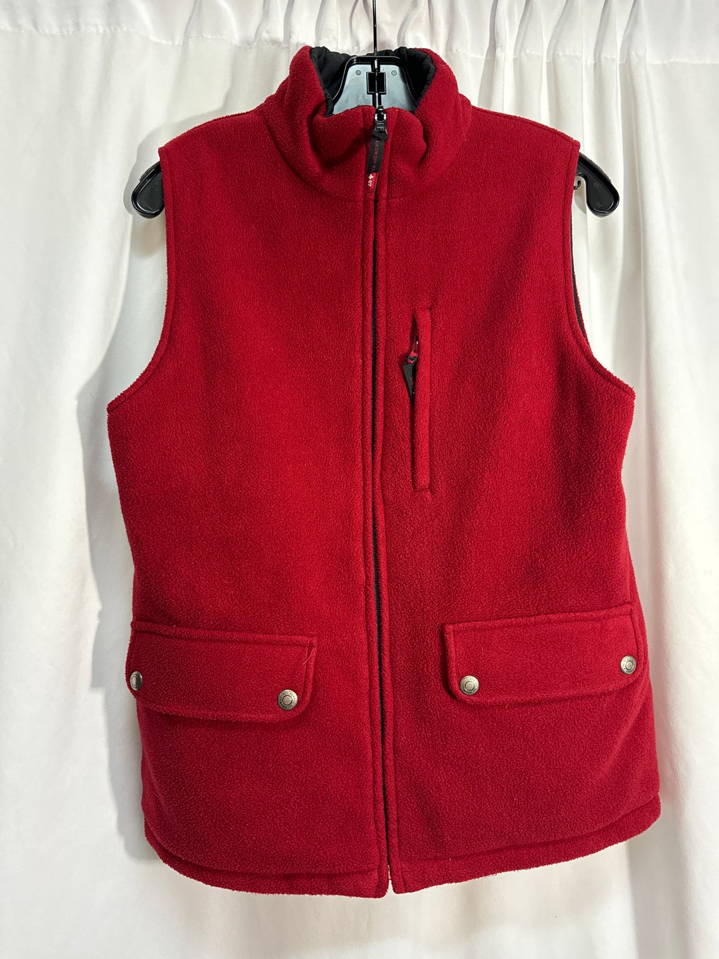 Vest Puffer & Quilted By Lauren By Ralph Lauren In Black & Red, Size: L