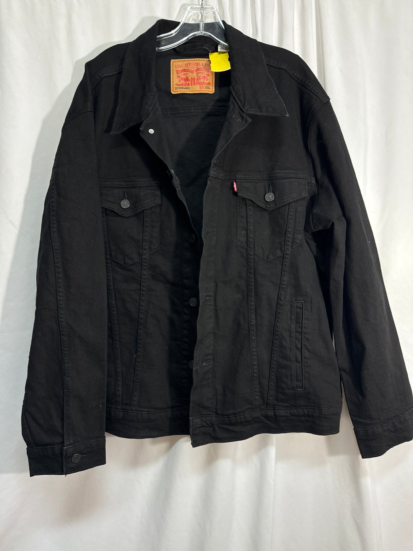 Jacket Denim By Levis In Black Denim, Size: Xxl