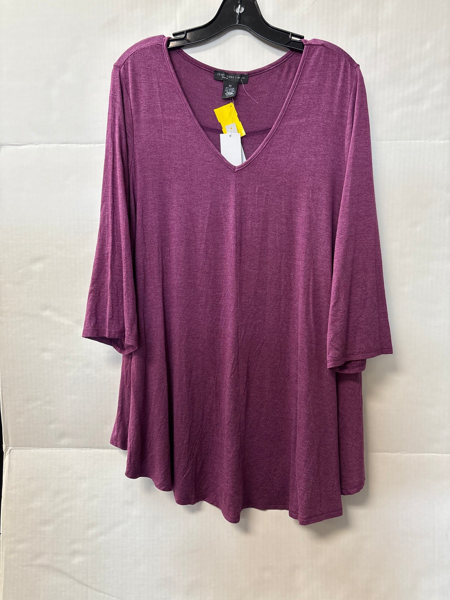 Top 3/4 Sleeve By Joan Vass In Purple, Size: 2x