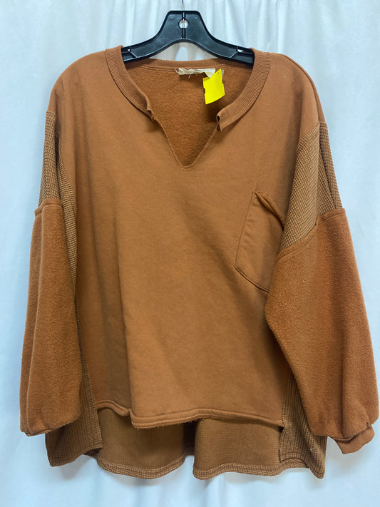 Top Long Sleeve By Impressions In Brown, Size: M