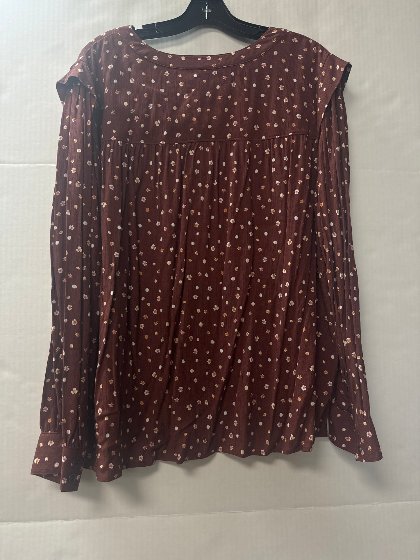 Top Long Sleeve By Ana In Brown, Size: Xxl