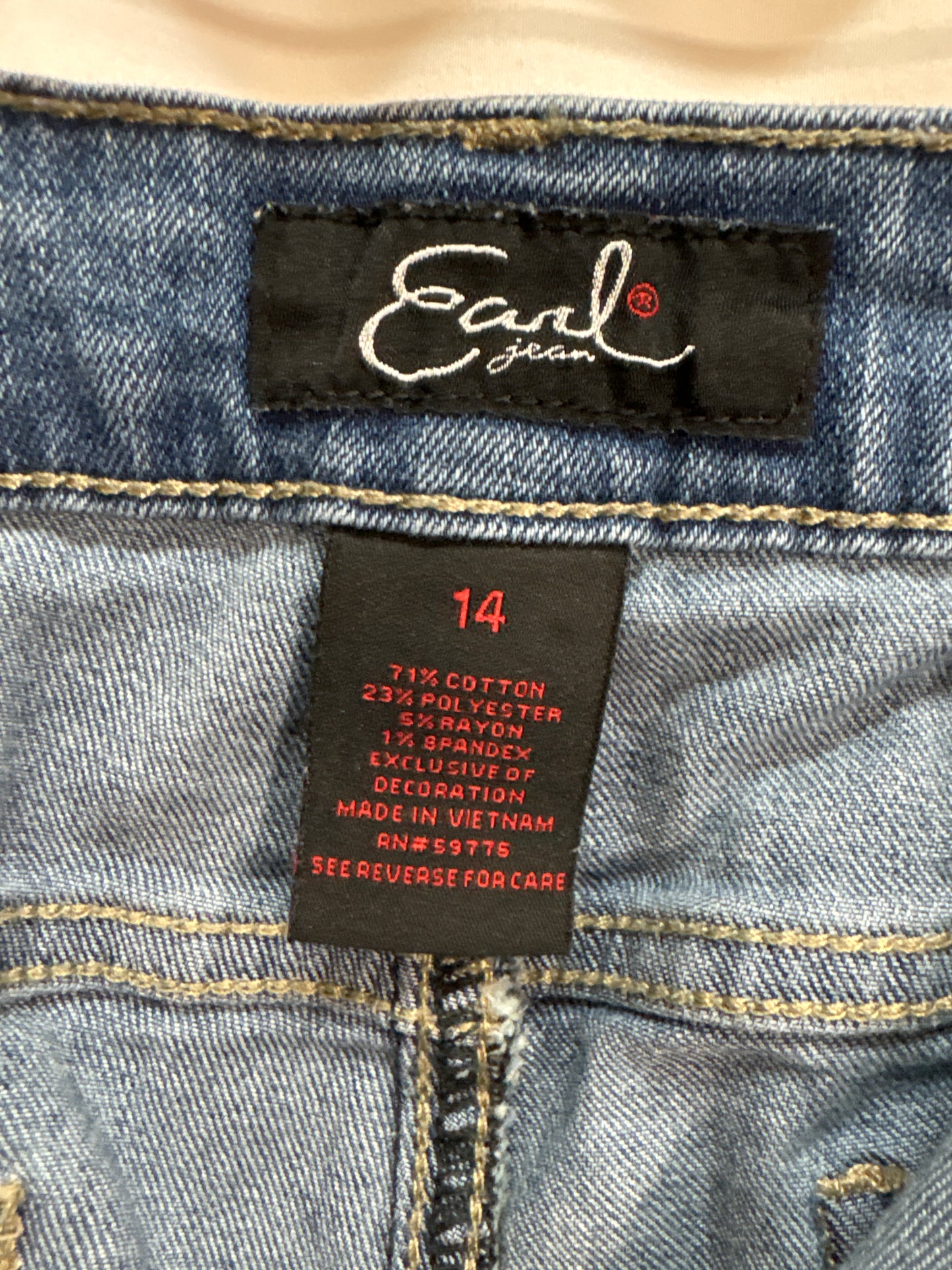 Jeans Cropped By Earl Jean In Blue Denim, Size: 14