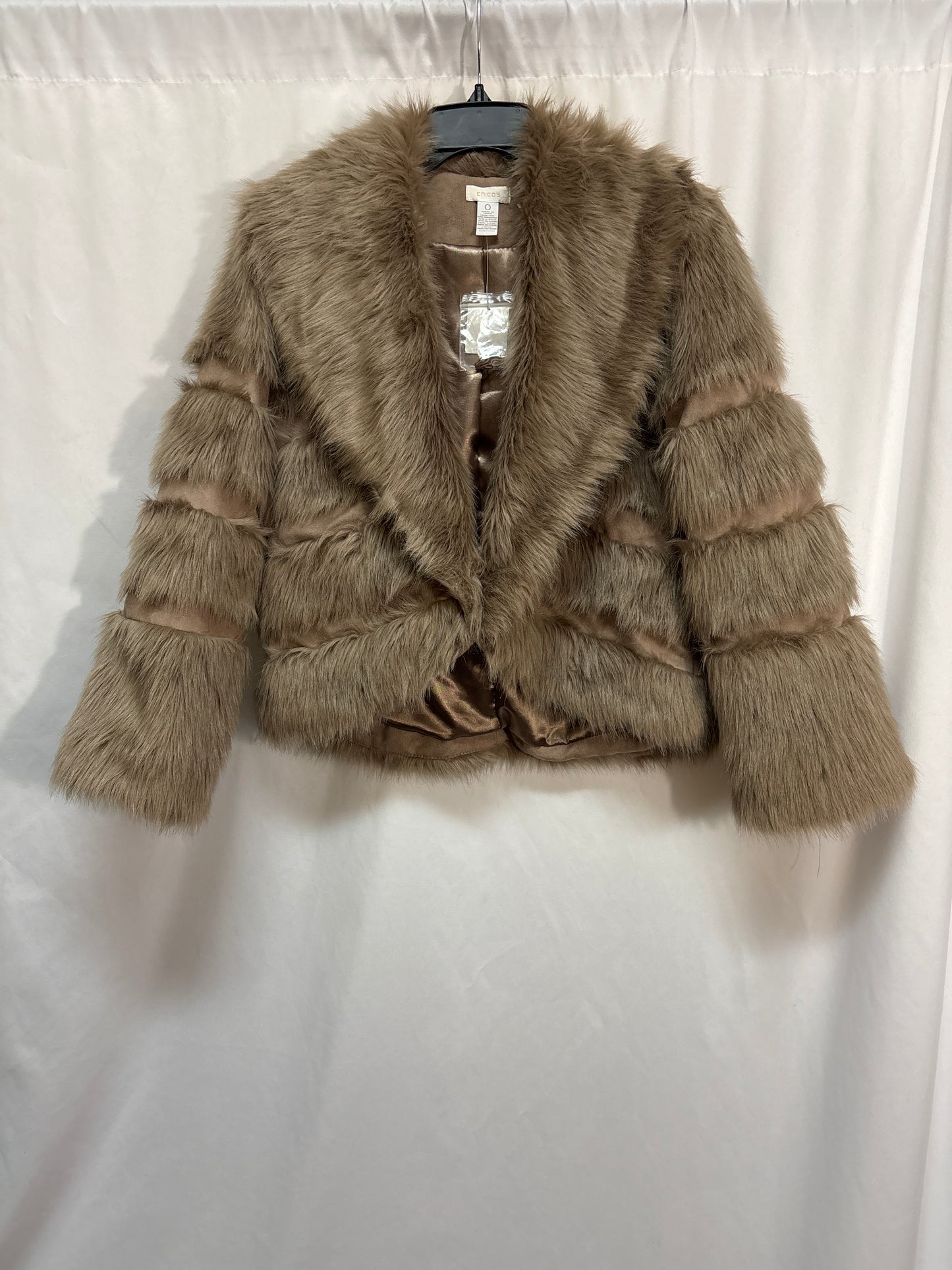 Coat Faux Fur & Sherpa By Chicos In Brown, Size: S