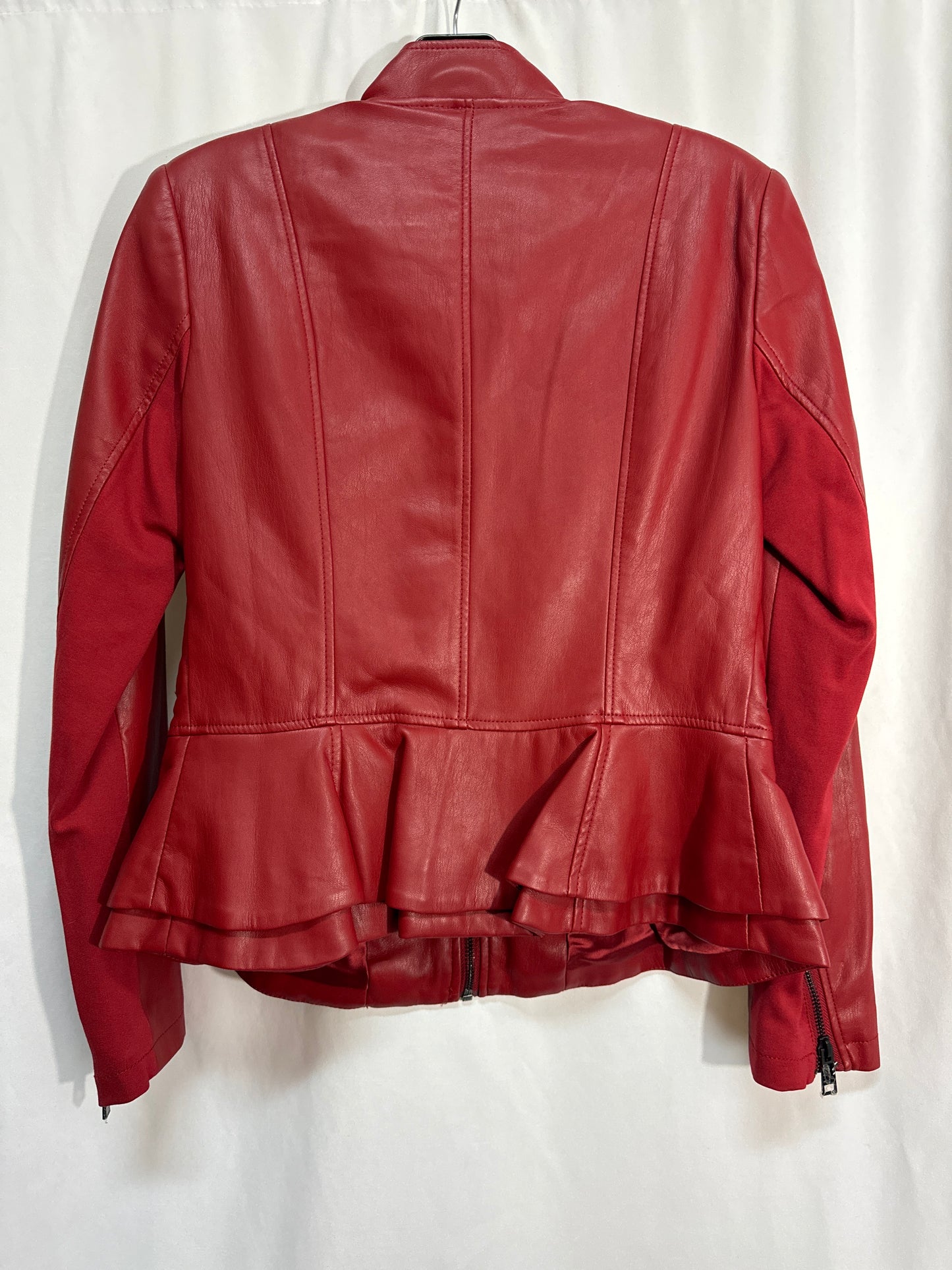 Jacket Moto By Clothes Mentor In Red, Size: S