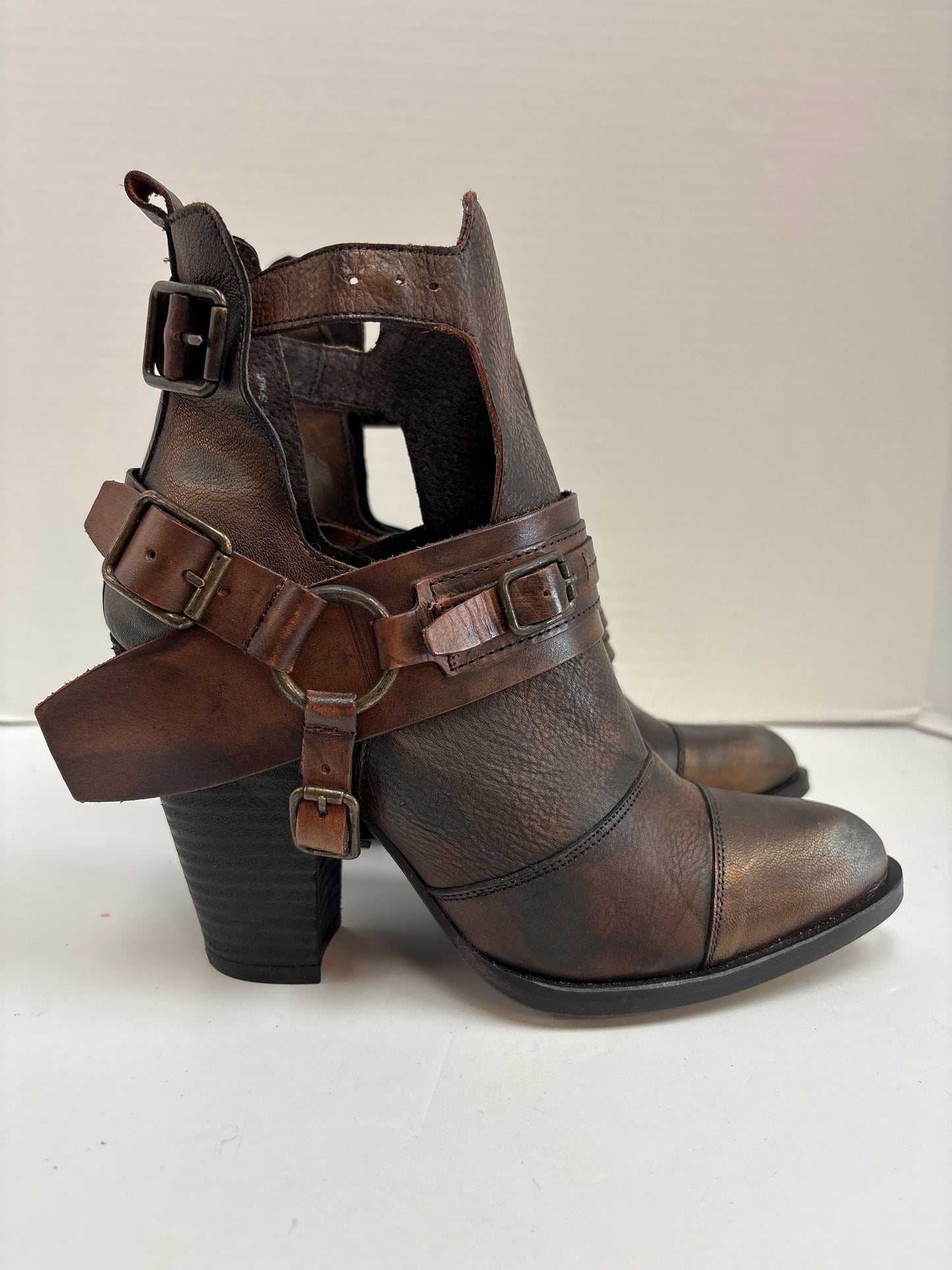 Boots Ankle Heels By Naughty Monkey In Brown, Size: 7