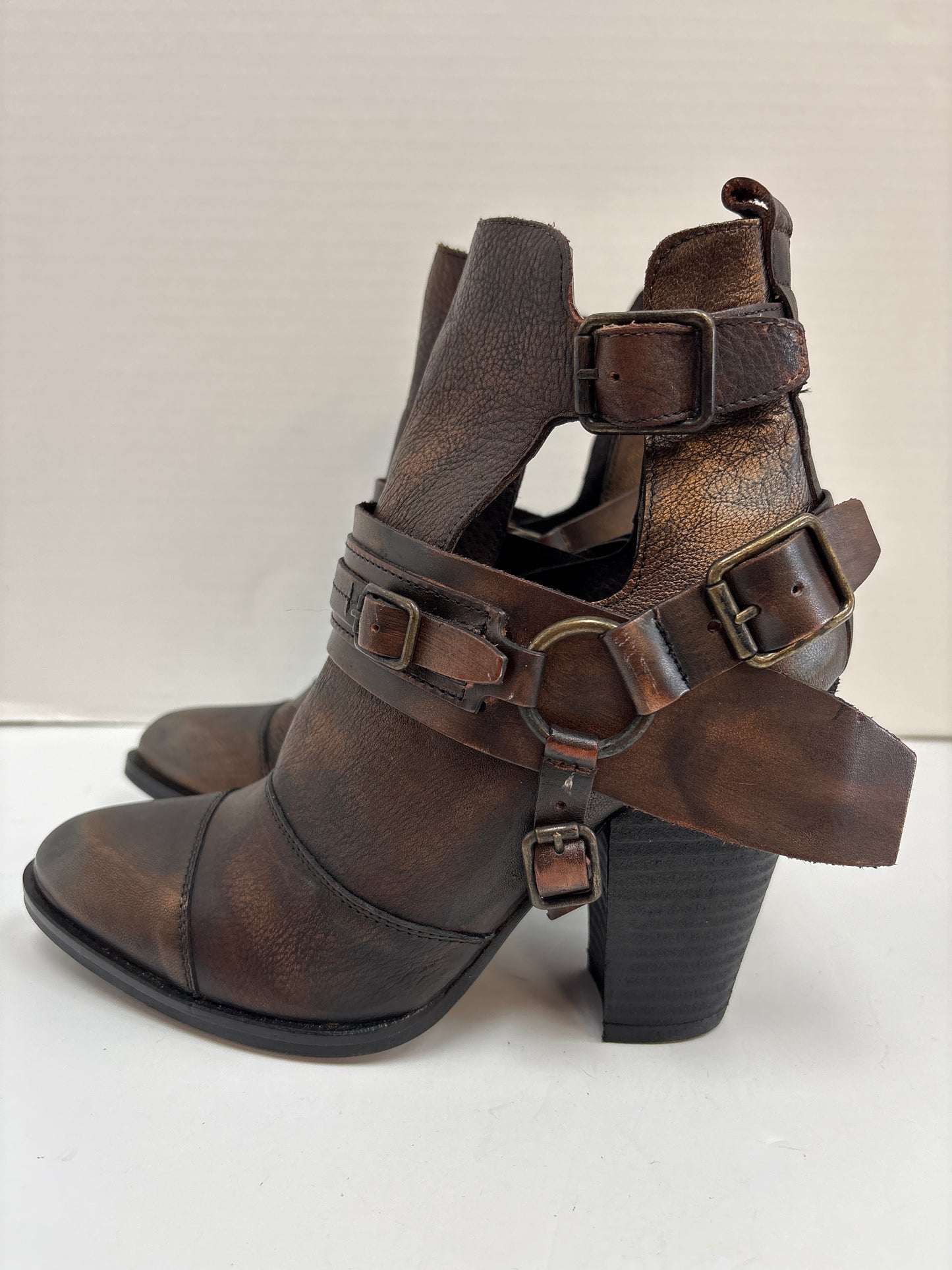 Boots Ankle Heels By Naughty Monkey In Brown, Size: 7