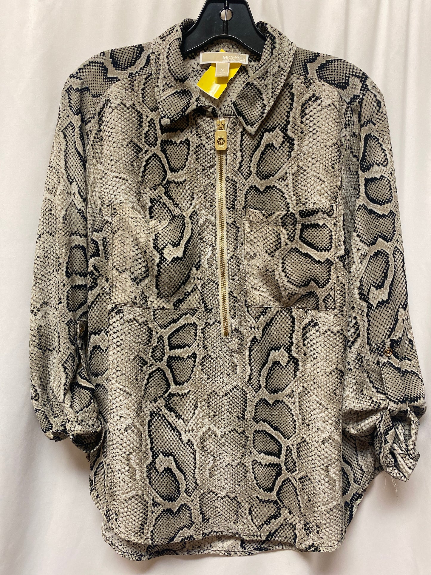 Top Long Sleeve By Michael By Michael Kors In Snakeskin Print, Size: M