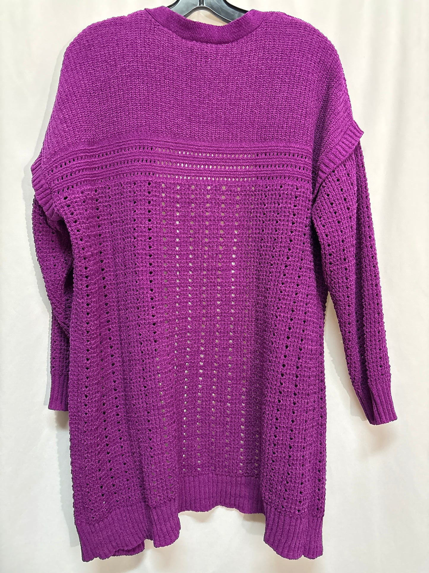 Sweater Cardigan By Terra & Sky In Purple, Size: Xxl