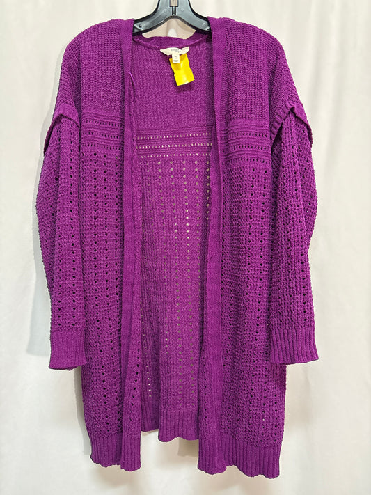 Sweater Cardigan By Terra & Sky In Purple, Size: Xxl