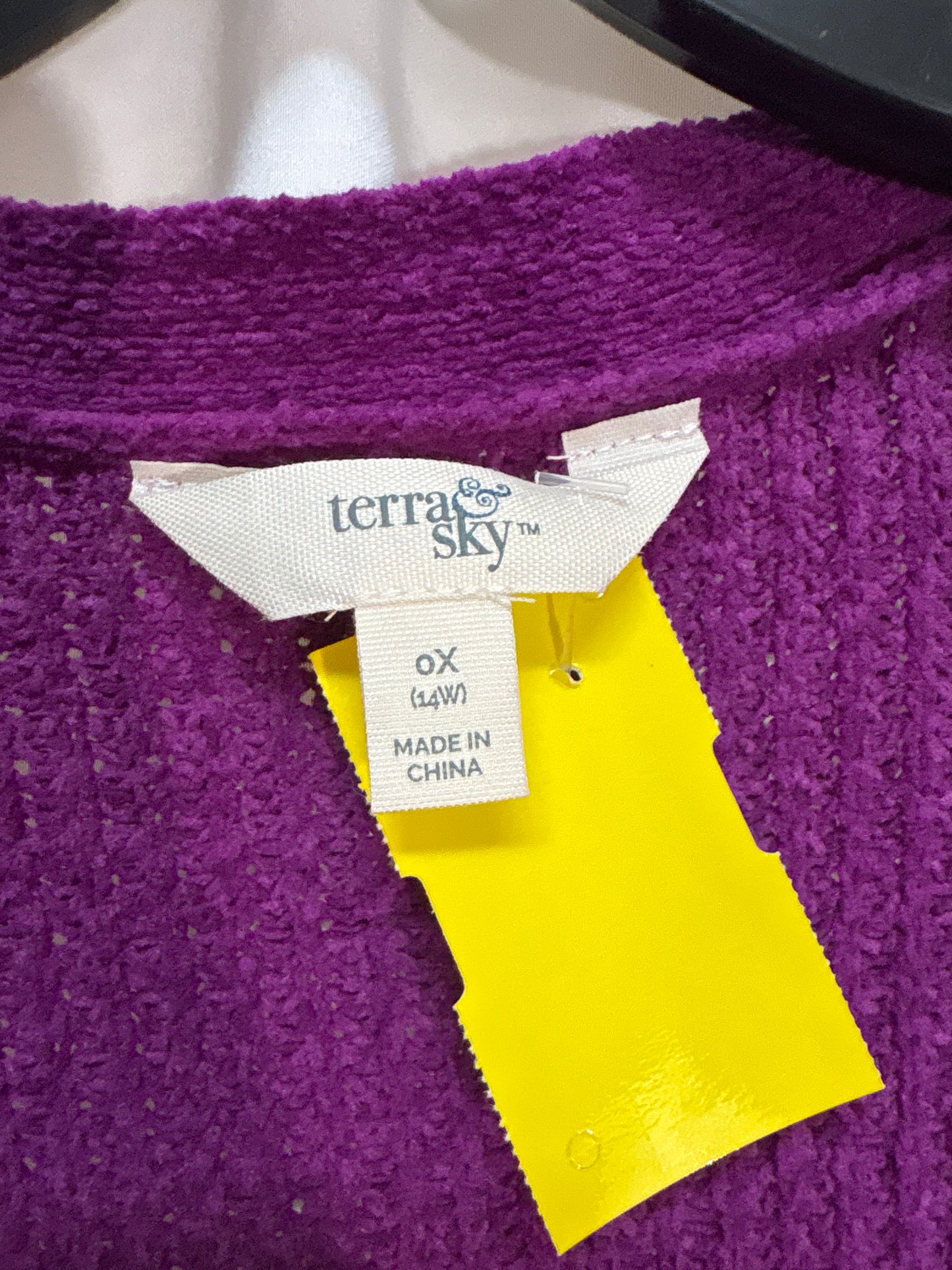 Sweater Cardigan By Terra & Sky In Purple, Size: Xxl