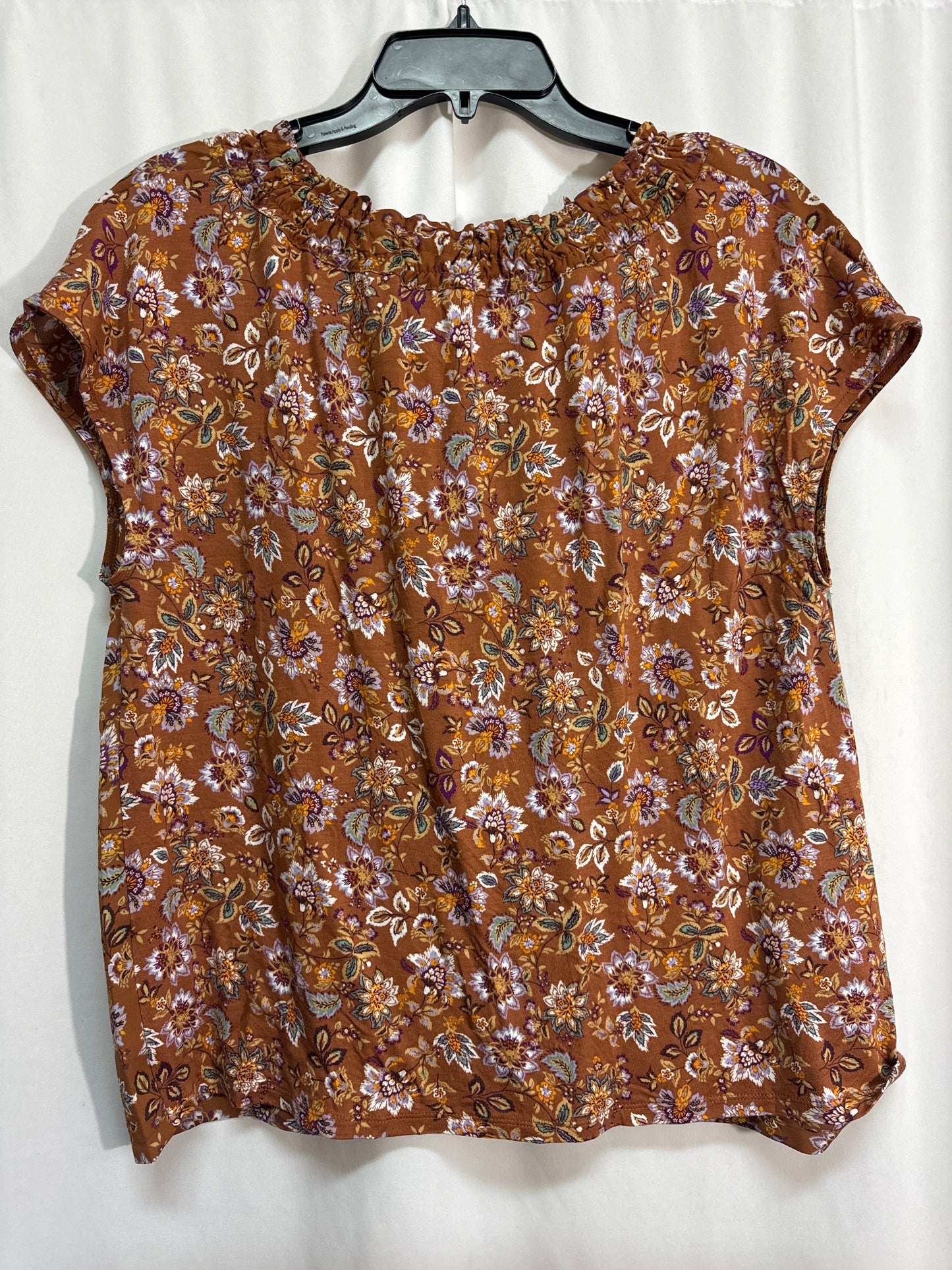 Top Short Sleeve By Loft In Brown, Size: Lp