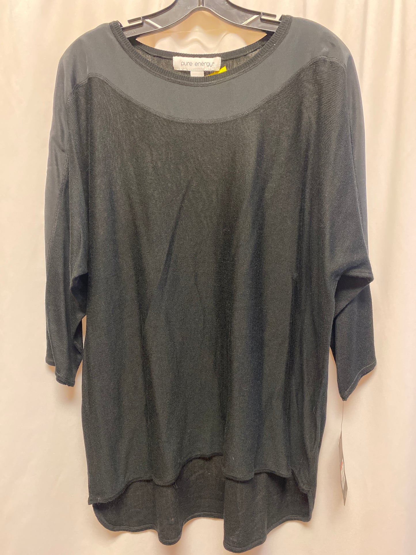 Top 3/4 Sleeve By Pure Energy In Black, Size: 1x