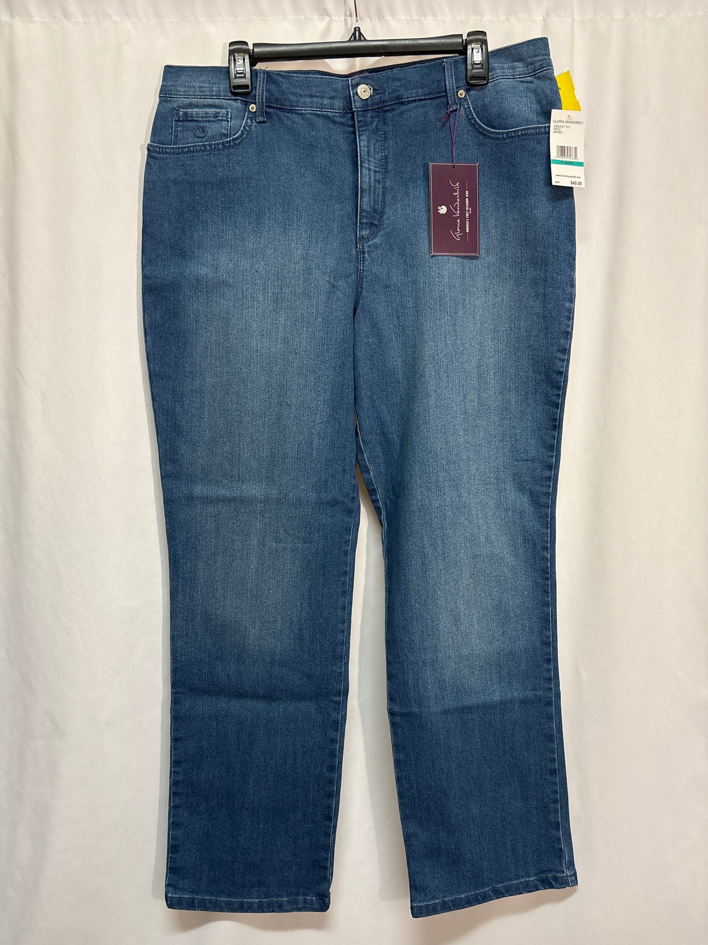 Jeans Straight By Gloria Vanderbilt In Blue Denim, Size: 16