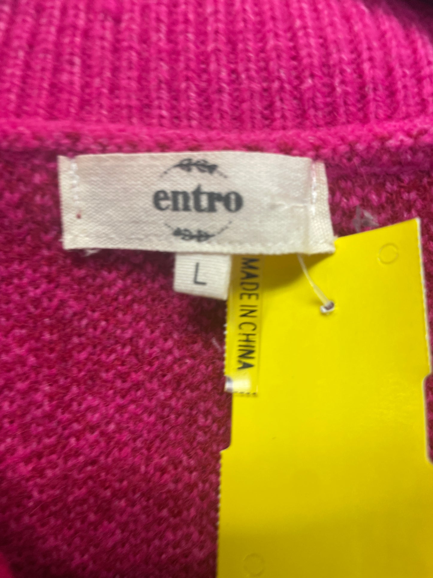 Sweater Cardigan By Entro In Pink, Size: L