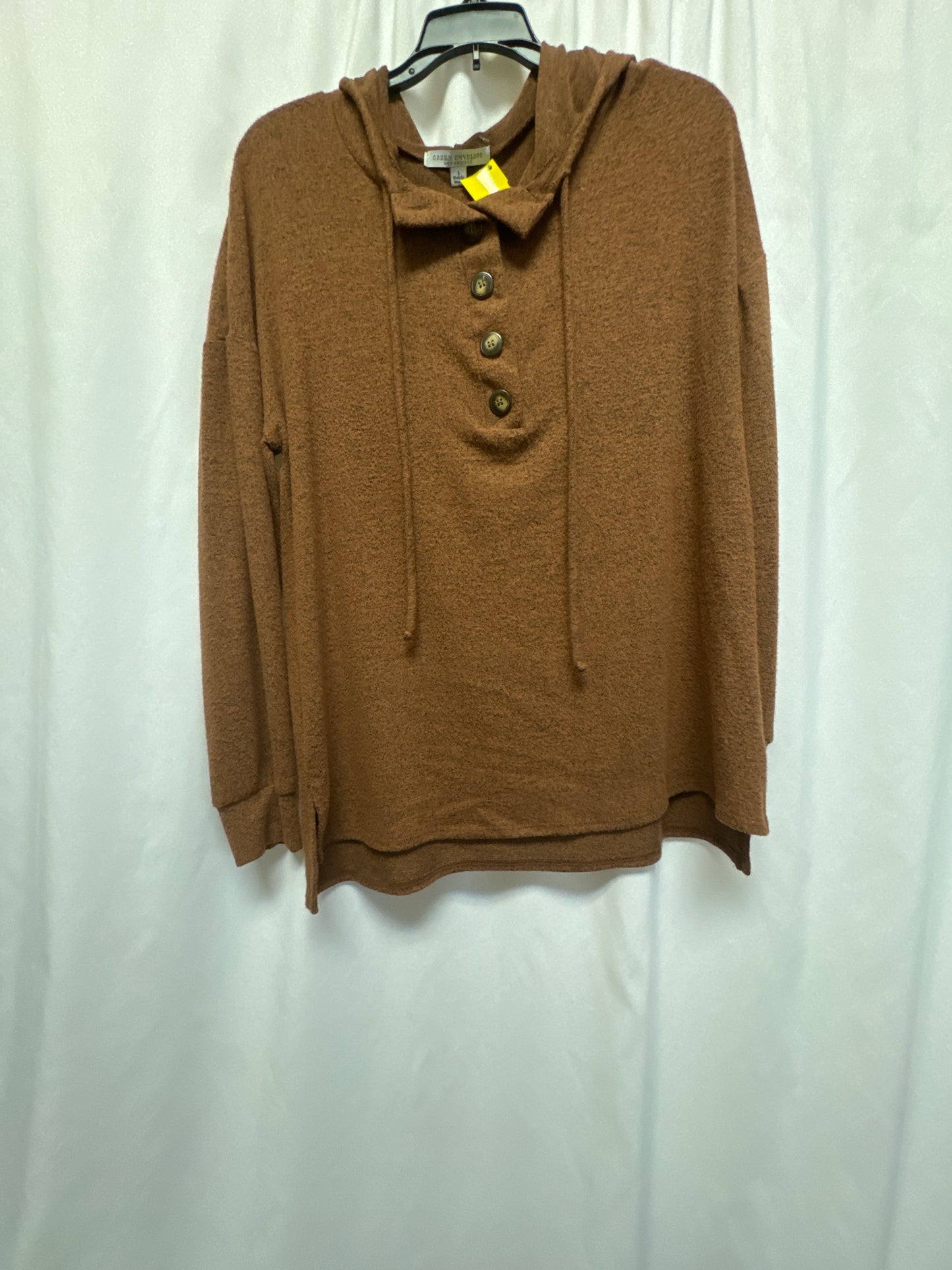 Top Long Sleeve By Green Envelope In Brown, Size: L