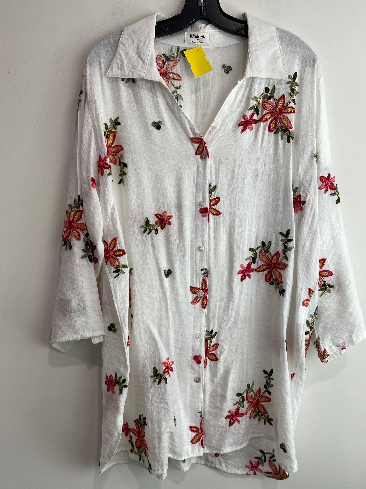 Top 3/4 Sleeve By Clothes Mentor In White, Size: 2x