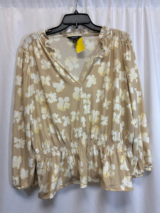 Top Long Sleeve By Simply Vera In Beige, Size: Xl