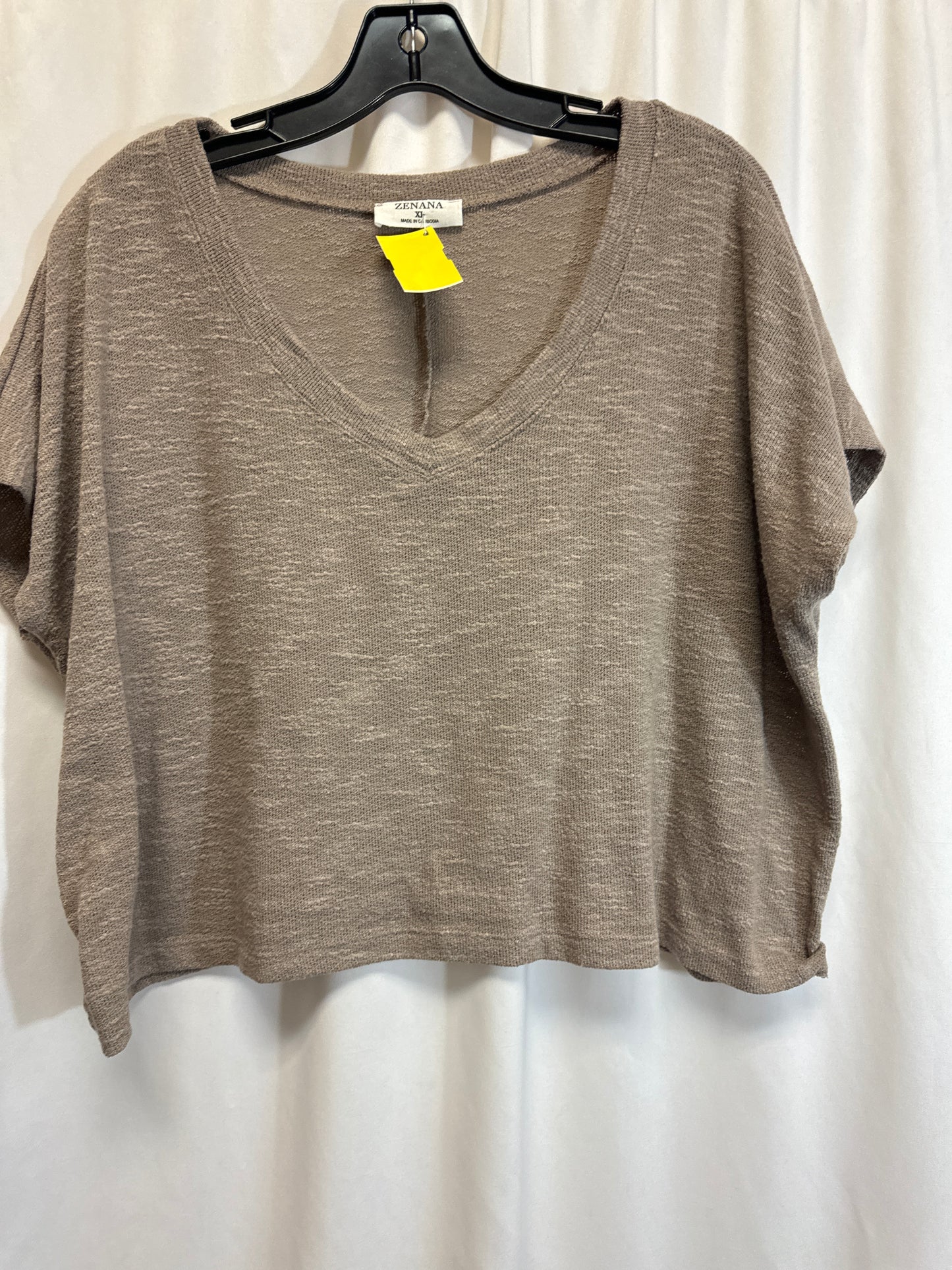 Top Short Sleeve By Zenana Outfitters In Brown, Size: Xl