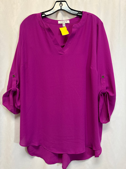 Top 3/4 Sleeve By Chaus In Pink, Size: 1x