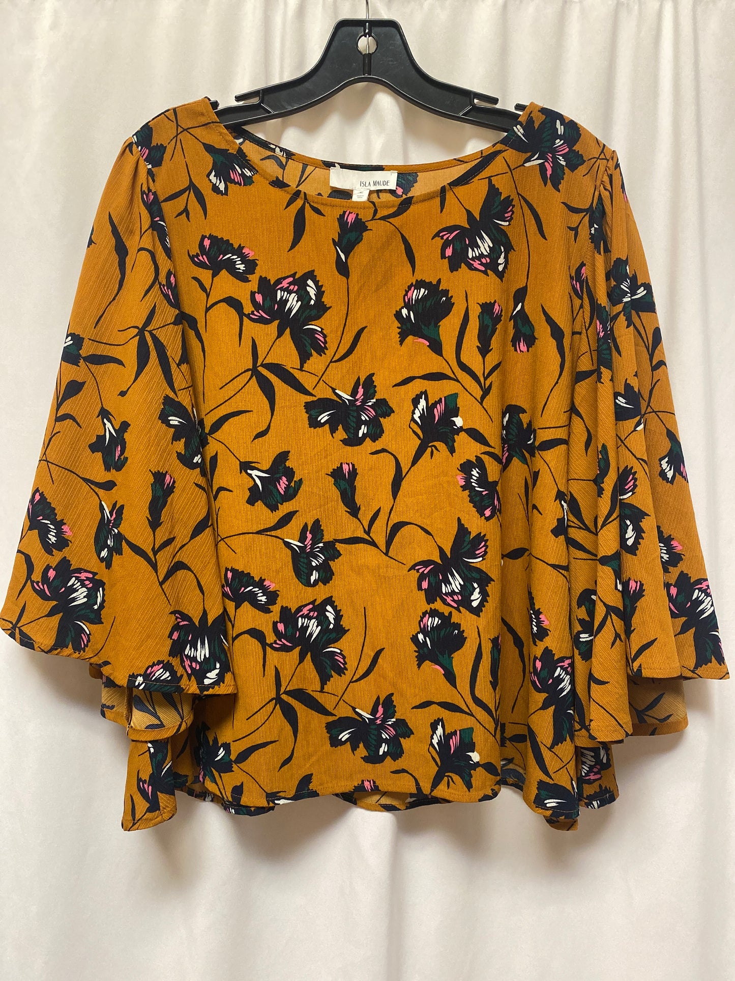 Top 3/4 Sleeve By Clothes Mentor In Yellow, Size: Xl