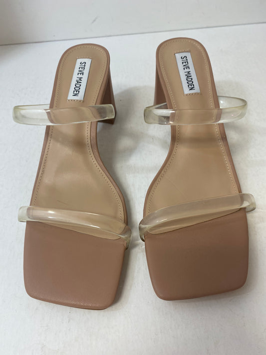 Sandals Heels Block By Steve Madden In Beige, Size: 10