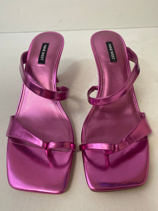 Sandals Heels Block By Nine West In Pink, Size: 10