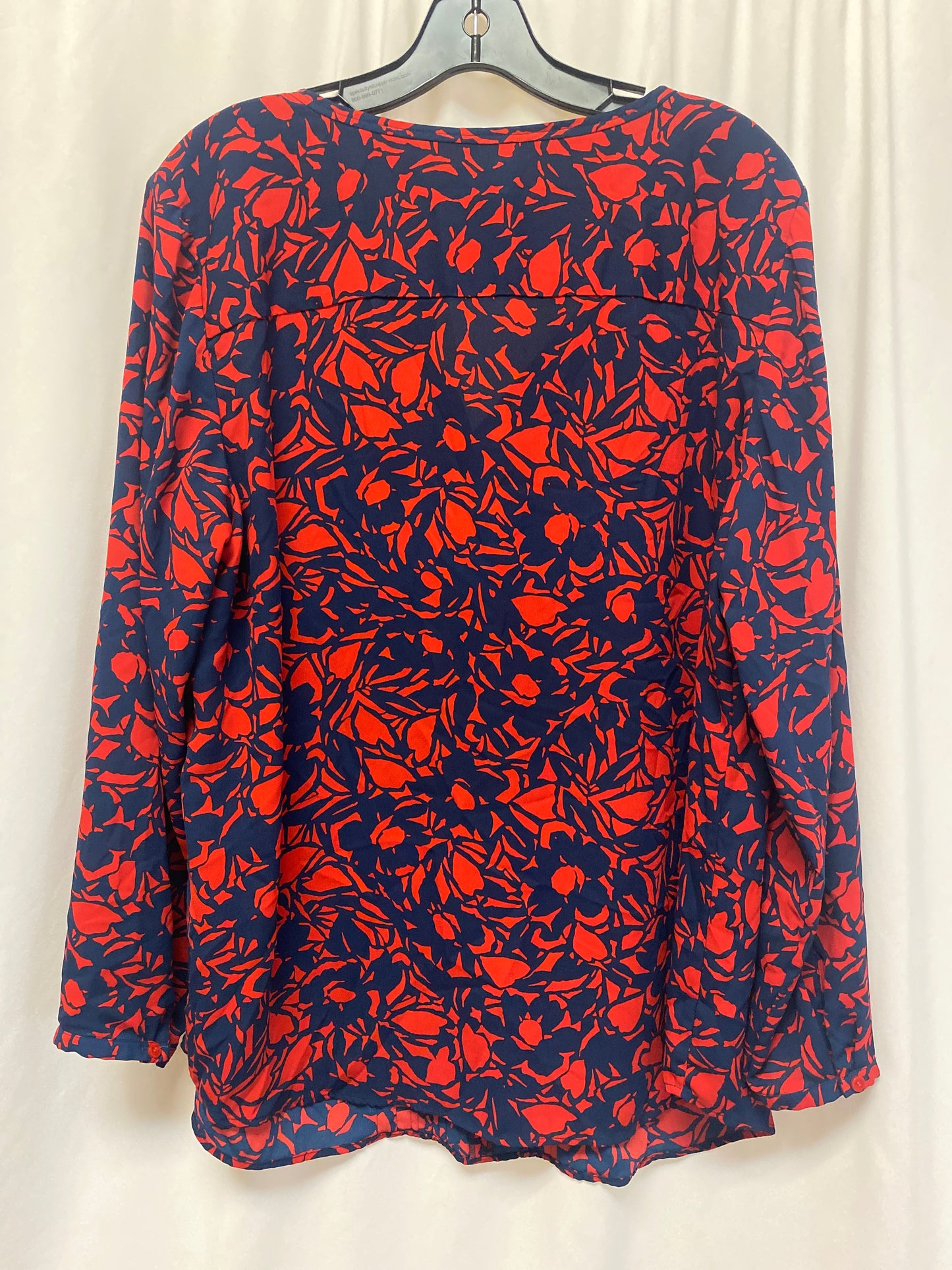 Top Long Sleeve By Talbots In Blue & Red, Size: 1x