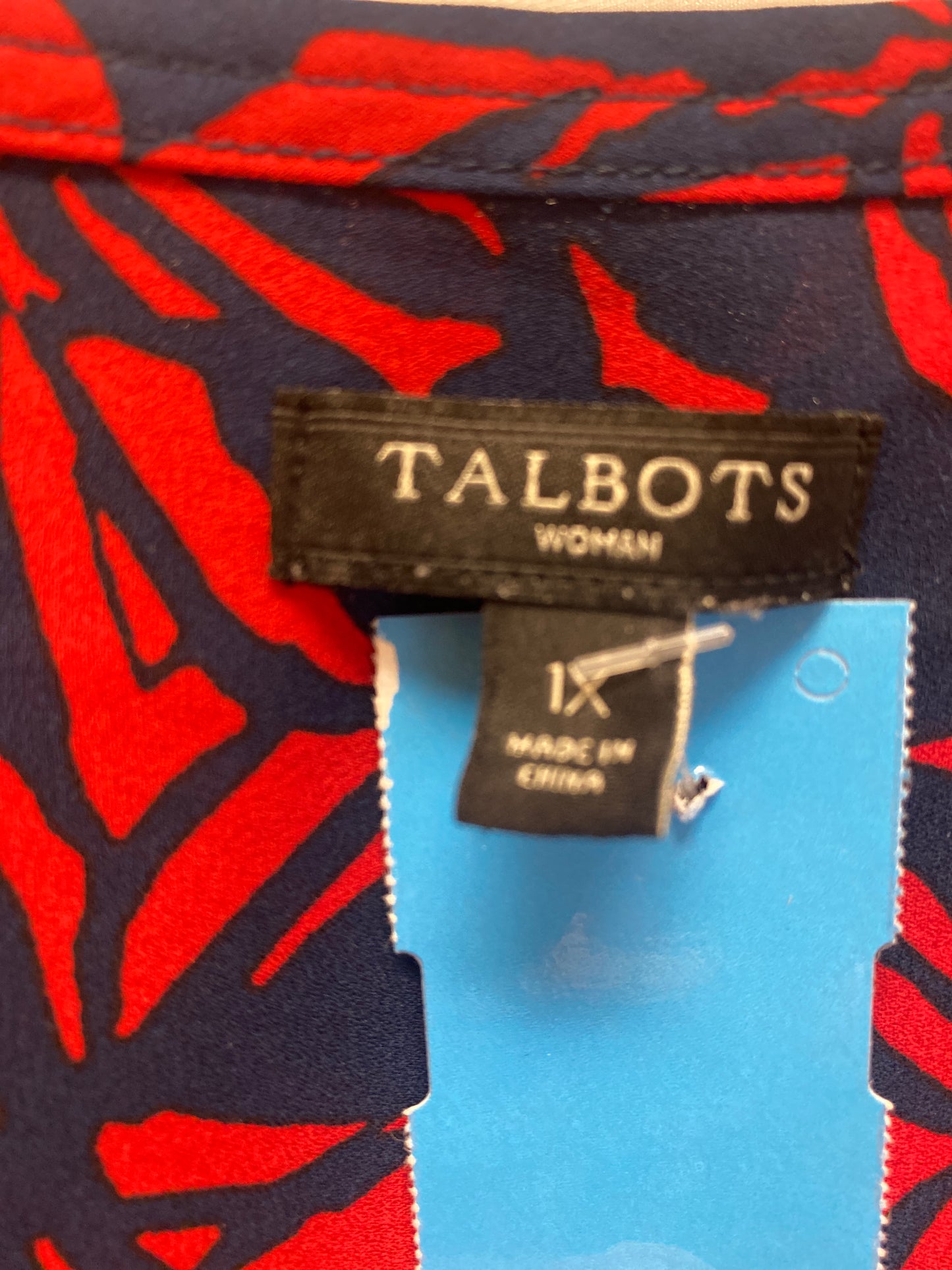 Top Long Sleeve By Talbots In Blue & Red, Size: 1x