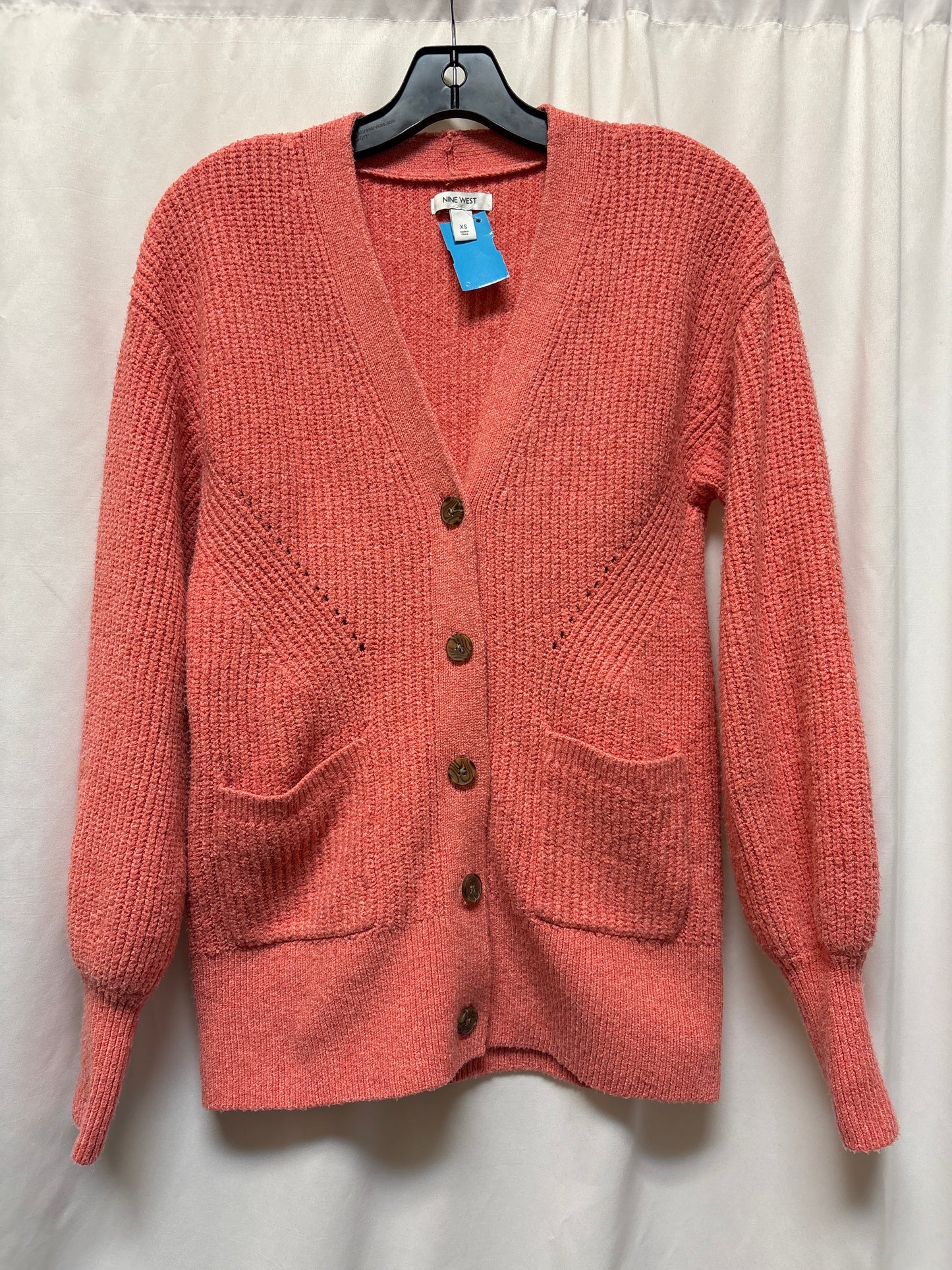 Sweater Cardigan By Nine West In Peach, Size: Xs