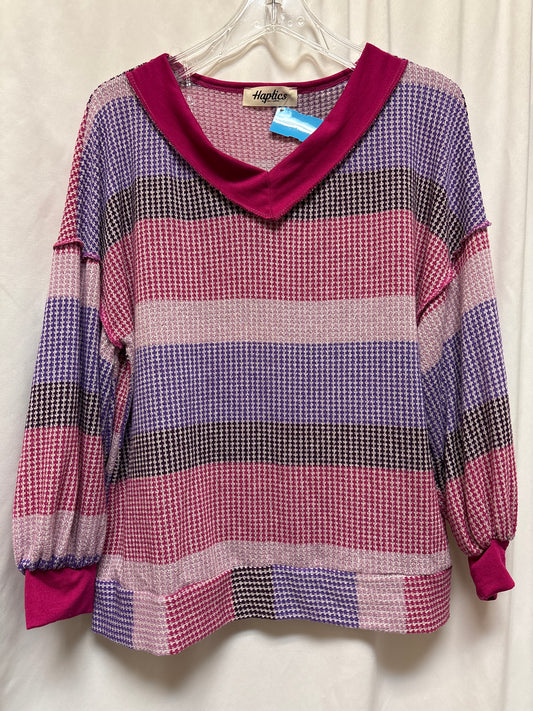 Top Long Sleeve By Haptics In Pink & Purple, Size: L