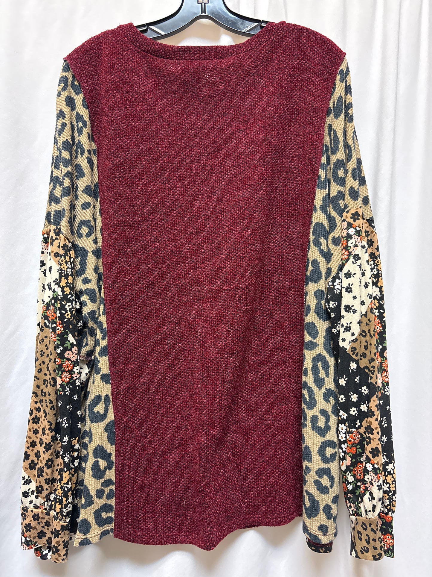 Top Long Sleeve By Haptics In Maroon, Size: 3x