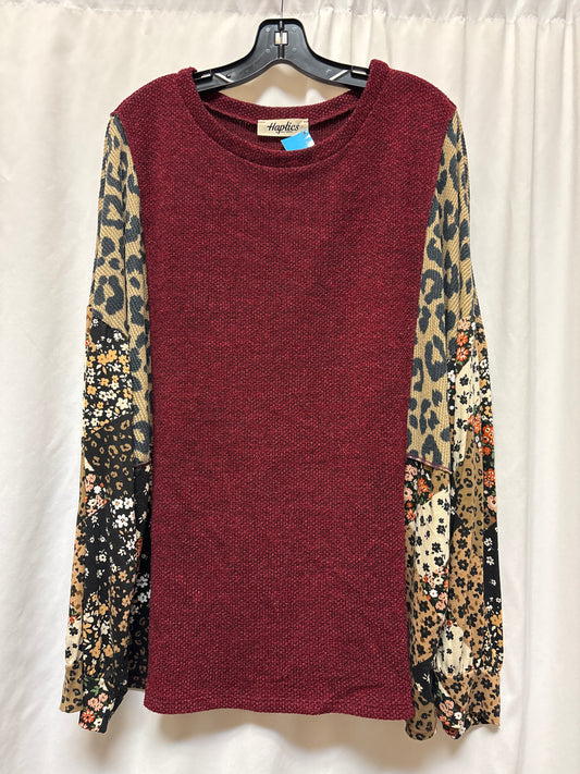 Top Long Sleeve By Haptics In Maroon, Size: 3x