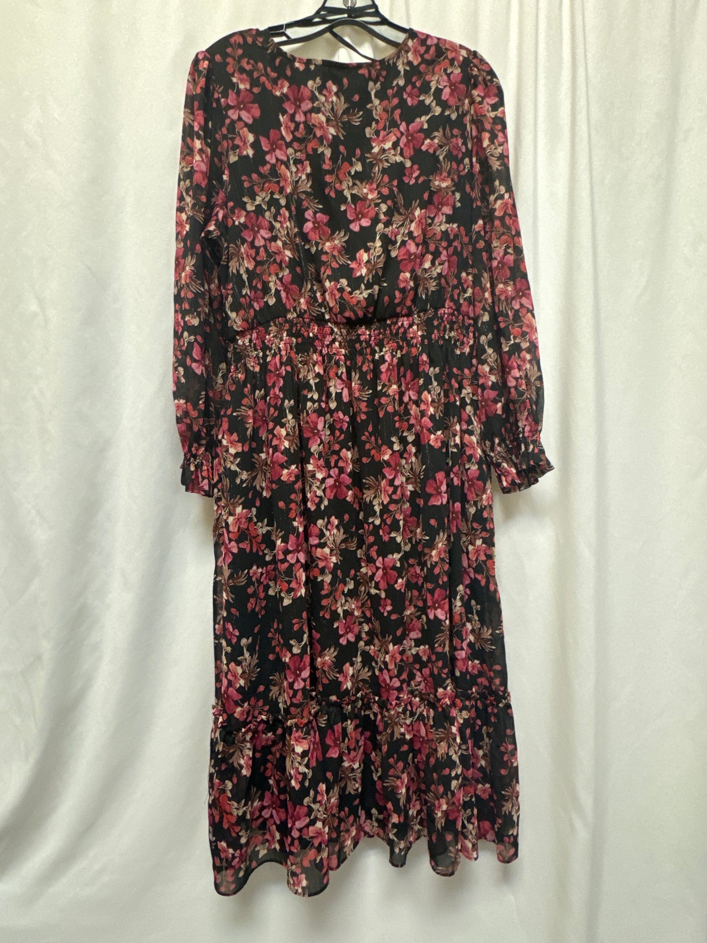 Dress Casual Midi By Jessica Howard In Black & Pink, Size: Xl