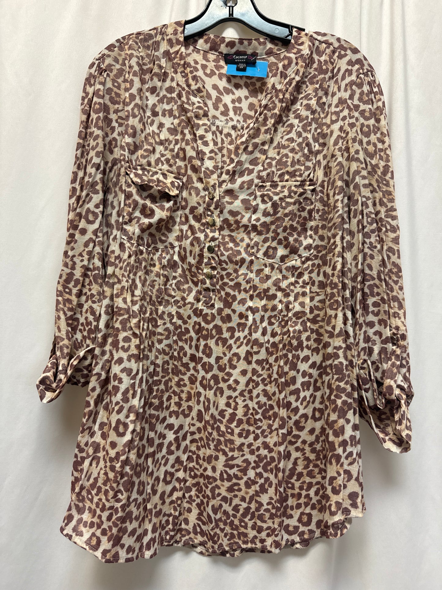 Top Long Sleeve By Cocomo In Animal Print, Size: 2x