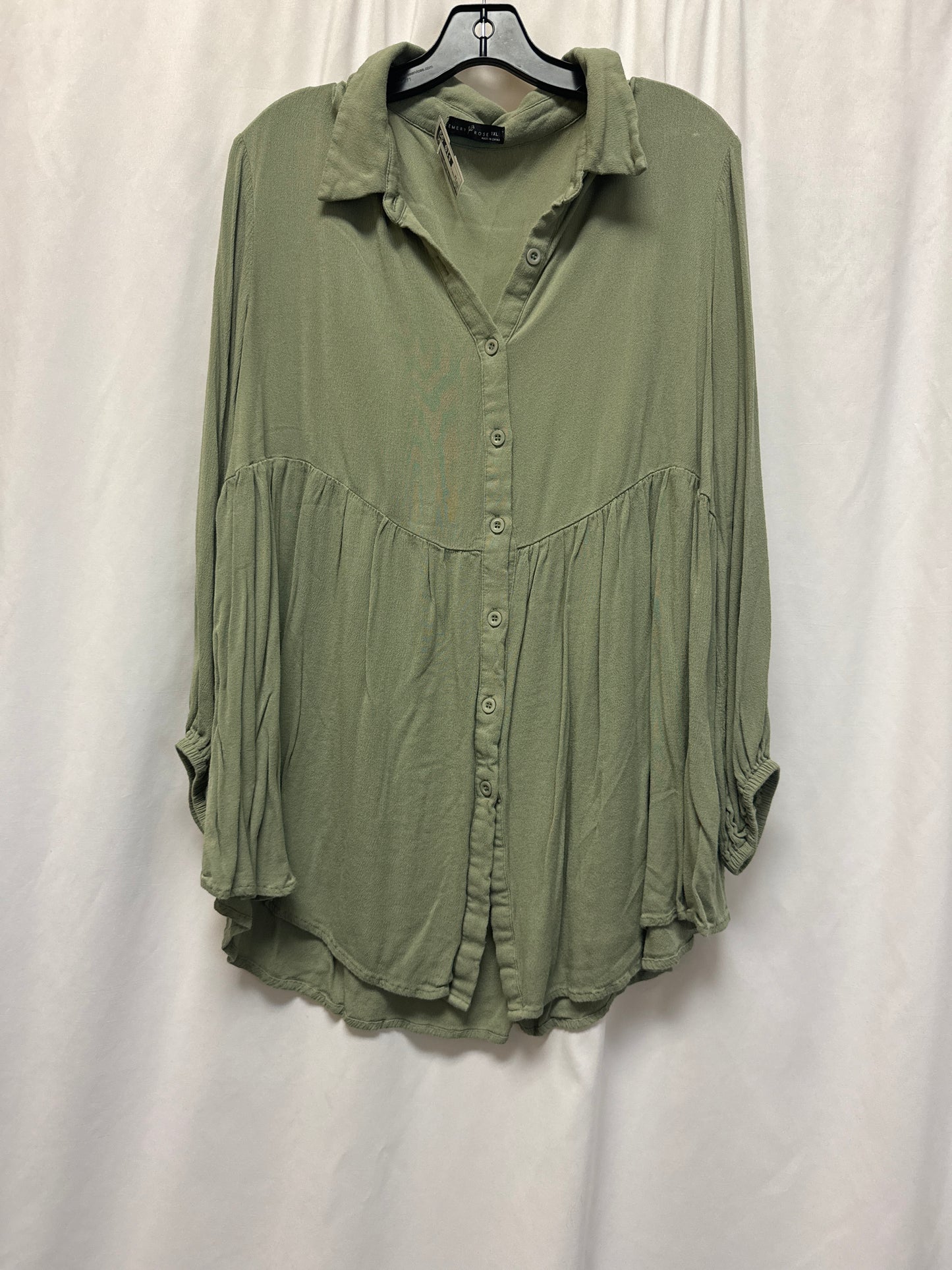 Top Long Sleeve By Clothes Mentor In Green, Size: 1x