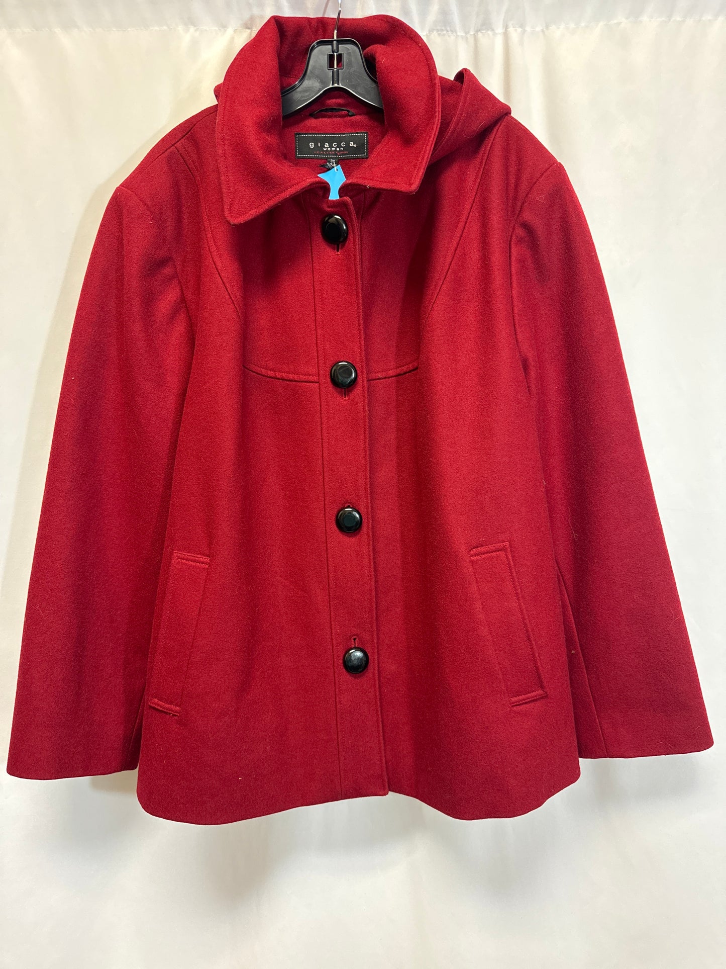 Coat Peacoat By Clothes Mentor In Red, Size: 3x