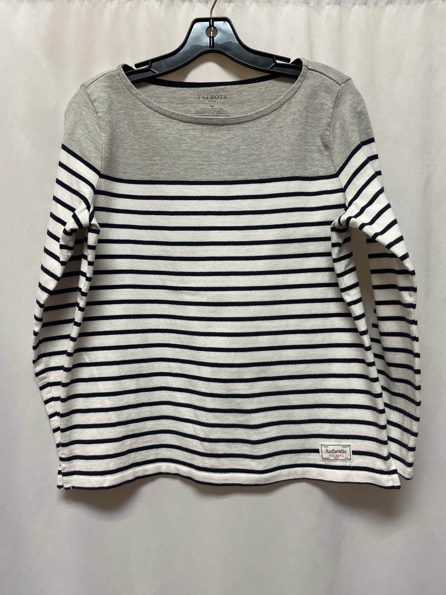 Top Long Sleeve By Talbots In Blue & White, Size: Mp