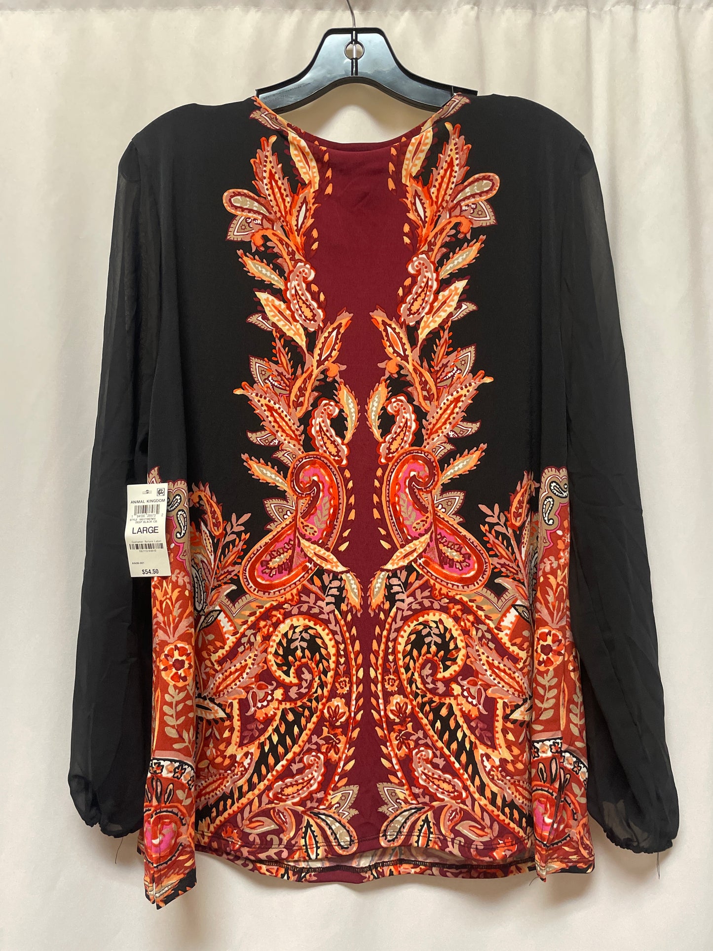 Top Long Sleeve By Jm Collections In Black, Size: L