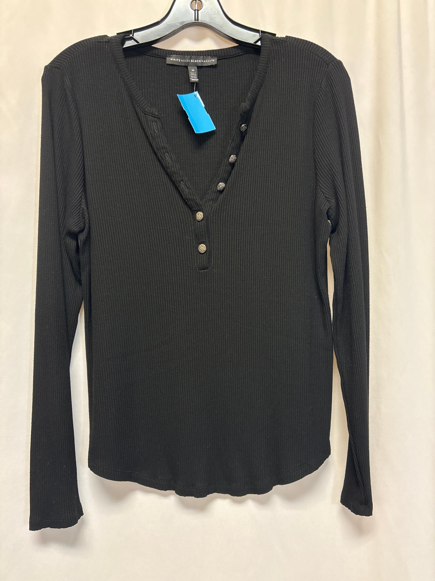 Top Long Sleeve By White House Black Market In Black, Size: M